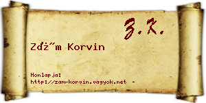 Zám Korvin névjegykártya